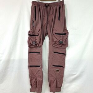 8&9 MFG JKOMCHA Combat Nylon Cargo Track Pants Mauve Iridescent Chameleon XL